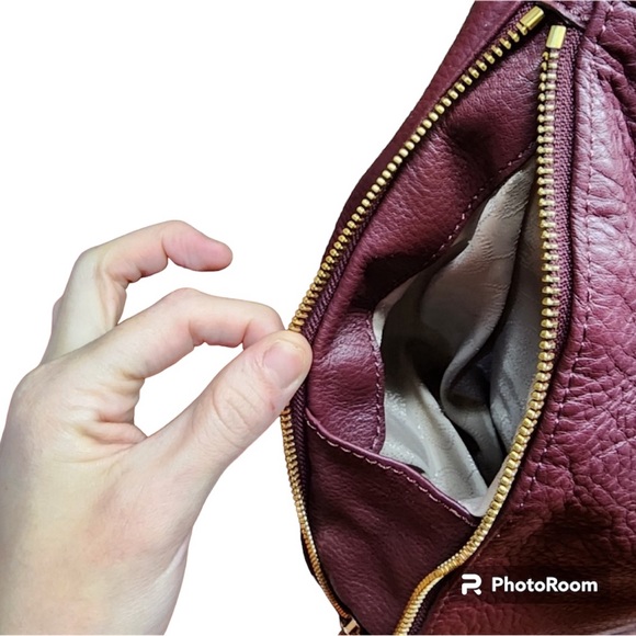 Michael Kors Burgundy Pebble Leather Hobo Shoulder Bag - Picture 12 of 14